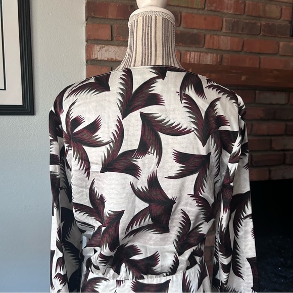 A.L.C. Freja Silk Palm Print Twist Knot Front Mini Dress in Eggshell Khaki Sz 4 - Picture 11 of 13